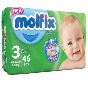 پوشک کامل بچه مولفیکس سایز 3 ( سایز سه ) ۴ تا ۹ کیلوگرم 46 عددی