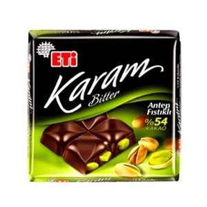 شکلات تلخ ۵۴٪ با پسته خارجی ترکیه ETi karam bitter ۷۰ گرم